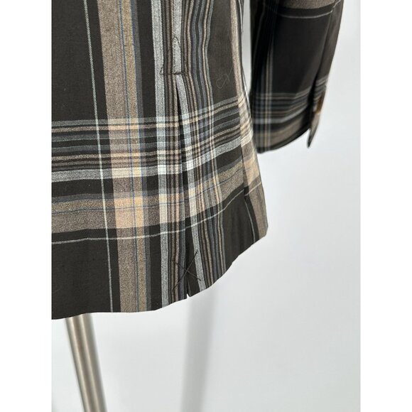 Isaac Mizrahi for Target Jacket Cropped Brown Plaid Cotton 3/4 Sleeve Lined 10 - Picture 10 of 12